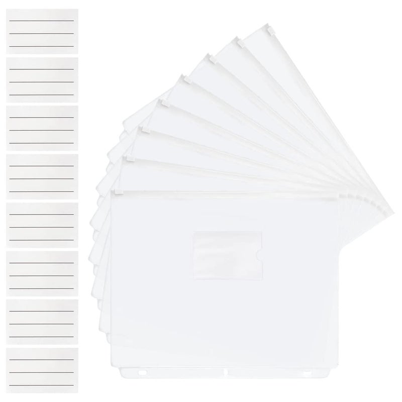 YoeeJob 8 Packs 3-Hole Clear Zipper Binder Pockets  Binder Insert Pages with Card Slots Suitable for School or Office to Organize Document  white - Image 1